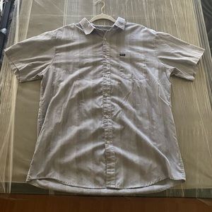 Brixton Woven Button Up - Short Sleeve - Grey Stipe - XL